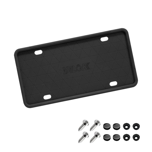 YALOK Black Silicone License Plate Frame with Drainage Holes, Universal