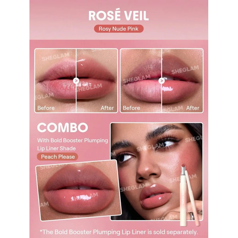 Sheglam Bold Booster Brillo Labial Hidratante Rosé Veil