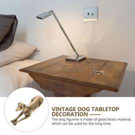 BESPORTBLE Brass Dog Solid Brass Dog Figurines Simulation Metal Dog Miniature Dog Figurines Mini Statue for Home Office Bookshelf Decor
