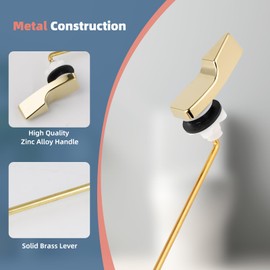 iFealClear Polished Gold Universal Toilet Handle Lever Flush Replacement, Front Mount Toilet Trip Lever Compatible with American Standard, Stainless Steel Flapper Chain, Solid Brass, 2 Pack