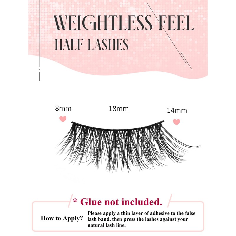 Half Lashes Natural Lashes Wispy Lashes Corner Lashes 3/4 False