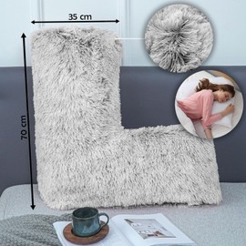 EDS Pregnancy Teddy Fleece V Pillow with Pillowcase Provide Support During Pregnancy Nursing and for Orthopedic Super Soft Comfortable V-shaped Pillows for Head, Neck and Back LH (LIGHT GREY.)