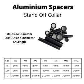 OG Secure | Black Anodised Aluminium Standoff Spacers | M4 5-50mm 40mm / 10