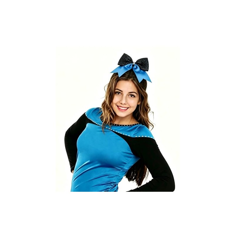 8 Inch Cheer Bows with Rhinestones, 2 Color Boutique Scrunchies,