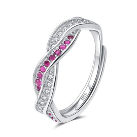 Silver Thumb Ring Silver Rings for Women 925 Sterling Silver ring for Girls Adjustable Rings for Women Simple Red Twist Rings Gift for Mum girlfriend Thanks'Given Day