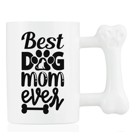 Dog Lover Gifts for Men Women, Dog Owners, Novelty Gifts for Dog Dad Dog Mom, Dog Bone Shape Coffee Mugs 13.5oz/400ml, Best Dog Mom