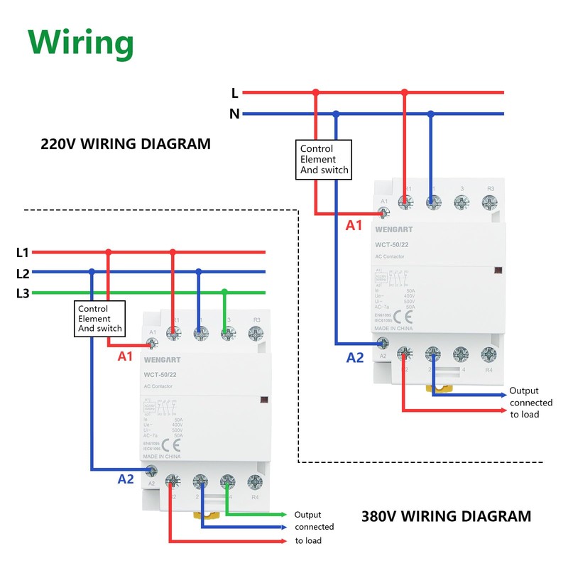 Wengart Compact AC Contactor WCT-50, 2NO2NC AC230V 50A, Built for
