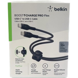 Belkin NEW Belkin BoostCharge Pro Flex USB-C Cable W/USB-C Connector Cable + Strap 10FT