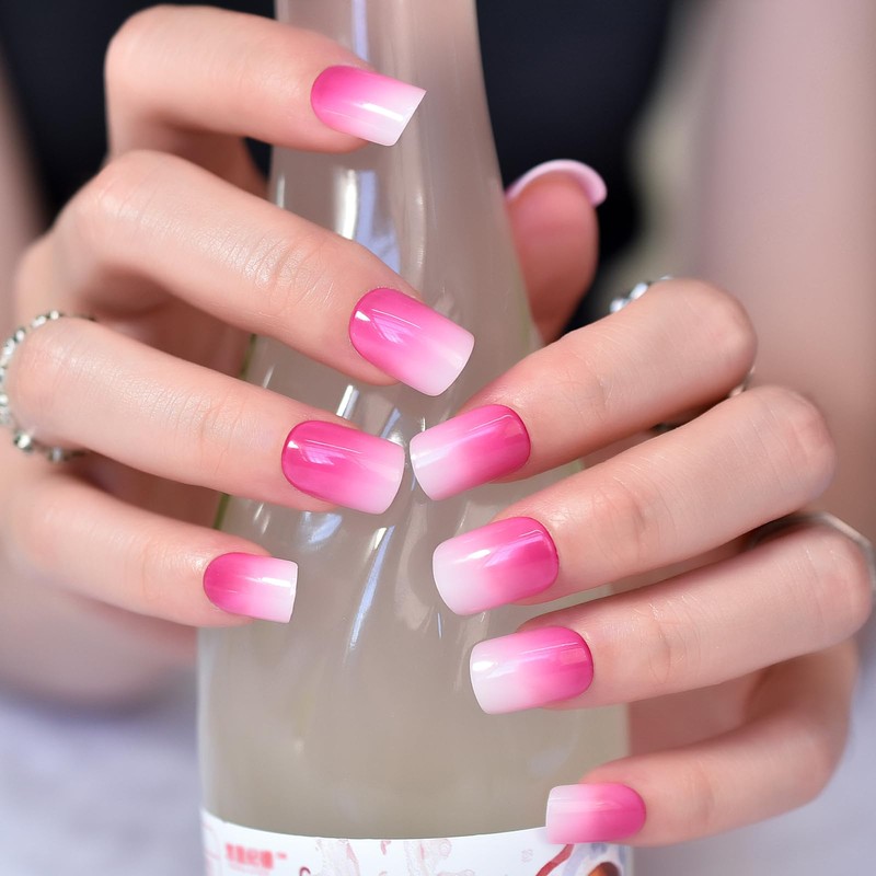 IKISKT Press On Nails - White French Tips | Rose
