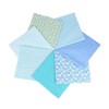7 Pieces Blue Floral Fabric Bundles for Sewing,25cm Square Cotton