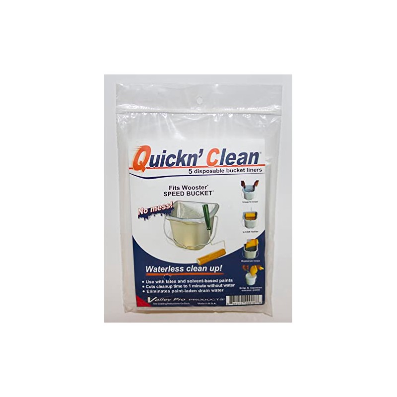 Quickn'Clean Disposable Paint Bucket Liner 5-Pack. Custom fits Wooster Speed