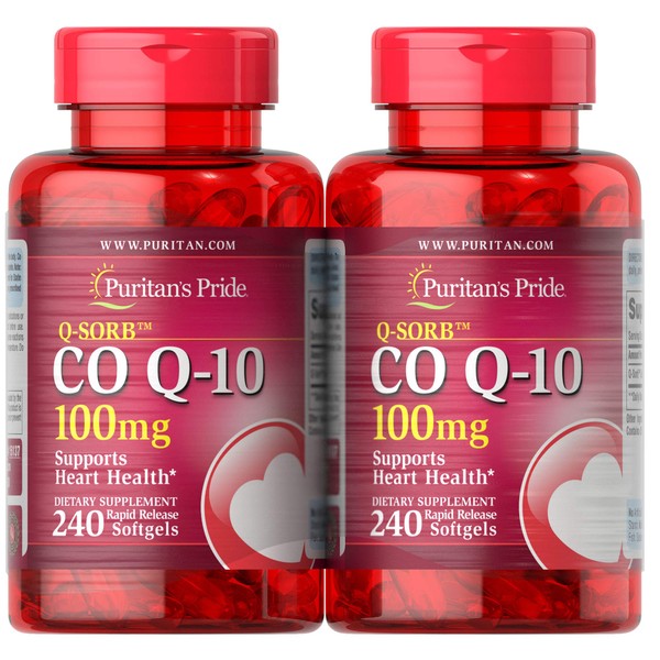 Puritan's Pride, Qsorb Coq10 100 Mg Supports Heart Health Total 2 Pack of 240 Softgels, 480 Count