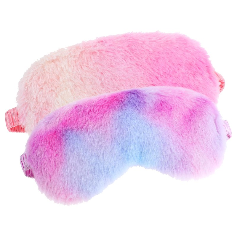 2 Pcs Plush Eye Mask Soft Sleeping Blindfold Eye Cover