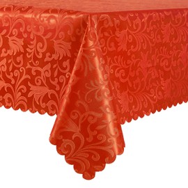 HommxJF - Mantel rectangular de damasco con diseño de onda, color naranja, 52 x 70 pulgadas, mantel lavable para mesa de comedor, fiestas de buffet y camping