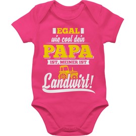 Shirtracer - Baby Bodysuit Boy Girl - Sayings - Egal wie Cool dein Papa meiner ist Landwirt, 3 Fuchsia