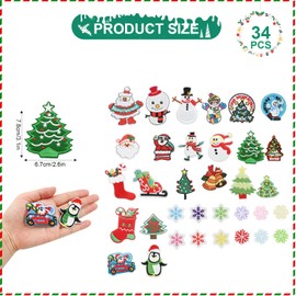 Bekecidi 34 Pcs Christmas Iron on Patches, Xmas Tree Snowflakes Embroidery Cloth Applique Sew-on Patches for Christmas Clothing DIY Craft Decoration, Festival Ornaments