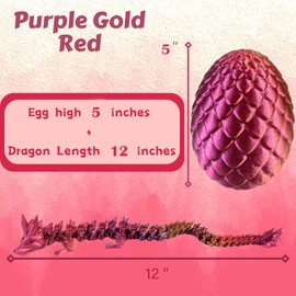 Easter Basket Stuffers, 3D Printed Dragon in Egg, Surprise Egg with Dynamic Dragon Inside, Full Articulated Crystal Fidget Dragon, 3D Printed Mystery Animals Toy for Home & Office Decoration