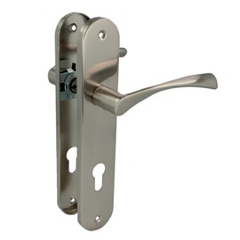 Amig - Door Handle Set with Steel Plate | PB85 | 240 x 45 mm | 8 mm Square | Elegant and Simple Design | Key | Brushed Aluminium