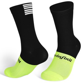 Steinfinit Reflective Cycling Socks Splicing Color,Mid Calf Breathable Cushioning Sock for Men and Women,Bike Sport(One Size)