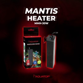 Aquatop 30W Mantis Mini Aquarium Heater – Fully Submersible for Nano Tanks Up to 10 Gallons, Preset 77°F Thermostat, Heat-Resistant Design, MMH-30W