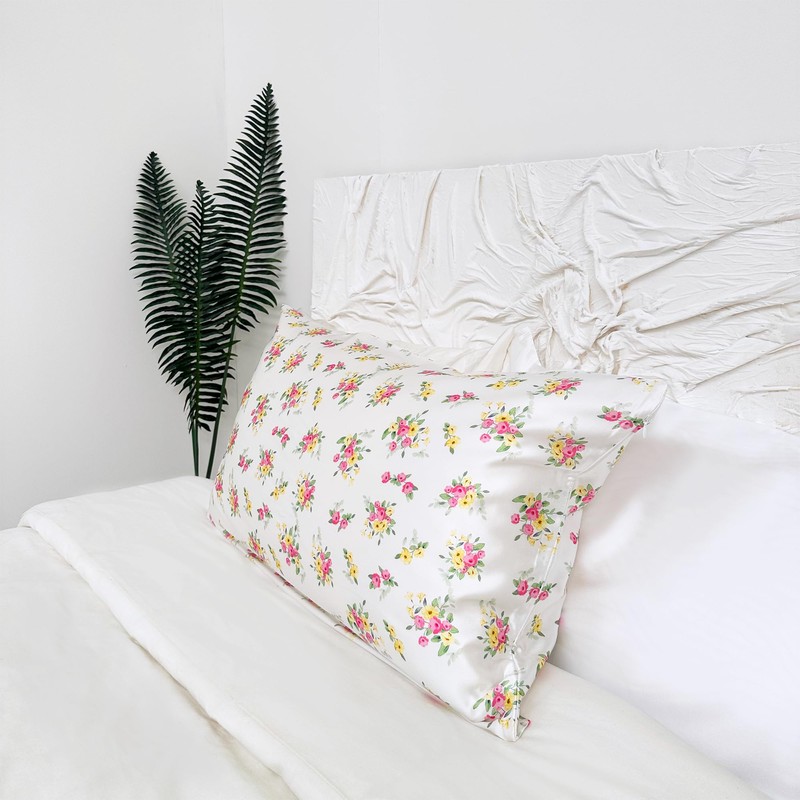 %100 Pure Mulberry Silk Satin Pillowcase, 22 mm Printed, Standard