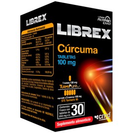 CMD - LIBREX - Tabletas de Cúrcuma - Suplemento Alimenticio - 1 Caja con 1 Frasco de 30 tabletas                                                      