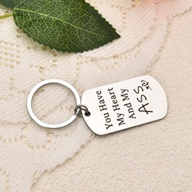 Funny Valentines Day Gifts for Him Her Girlfriend Boyfriend Keychains for Men BF Hubby Romantic Anniversary Birthday Gifts for Wife GF I Love You Gifts You Have My Heart and My Ass Keychain