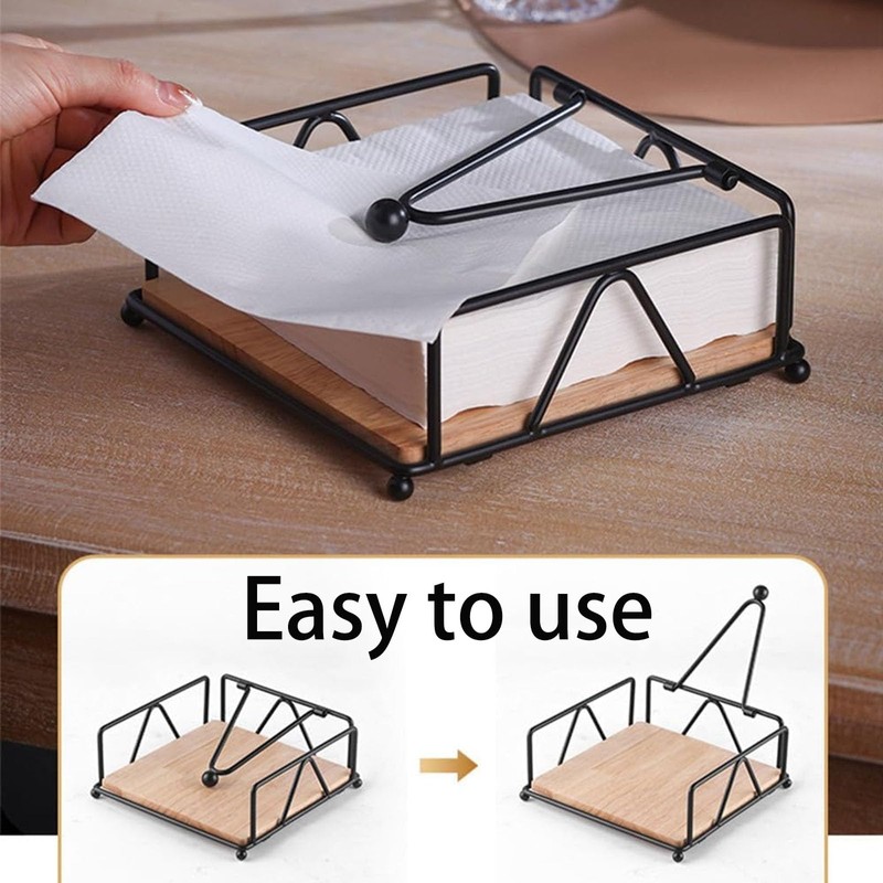 Napkin Holders for Tables, Matte Black Paper Cocktail Napkin Holder,