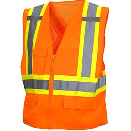 Pyramex RCZ2420M RCZ24 Series Vest Hi-Vis Orange Vest with Contrasting Reflective Tape - Size Medium