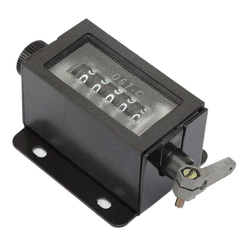 Mechanical Counter, 5-Digit 0-99999 Rotary Knob Resettable Black Rotation Click