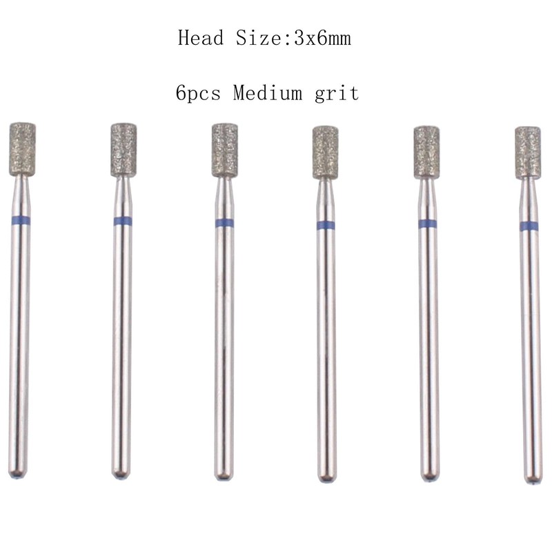 MZCMSL 6pcs Barrel Cuticle Drill Bits, Pro Diamond Bits for
