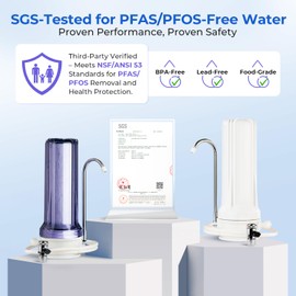 iSpring CKC1C-PF 2.5" x 10" Countertop Water Filter, SGS Tested Filter, Reduces PFAS, Chlorine, Odors - Easy Installation, Fits Most Faucets, Up to 12 Months, Clear (1 Filter Included)