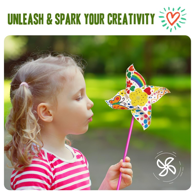 24 Pack DIY Pinwheels Crafts for Kids - Summer Spring