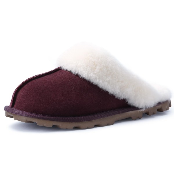 WaySoft Australian Sheepskin Women’s Slippers, 100% Shearling Wool, Hard Sole,