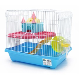 BPS® BPS-1341 Hamster Cage with Ladder, Drinker, Exercise Wheel and House, High Quality, Multi-Colour, Candy Colors, Random Colour, XL 35 x 26 x 31 cm