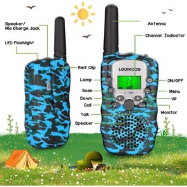 LOOIKOOS Walkie Talkies for Kids, 3 KMs Long Range Children. Camouflage 3Pack