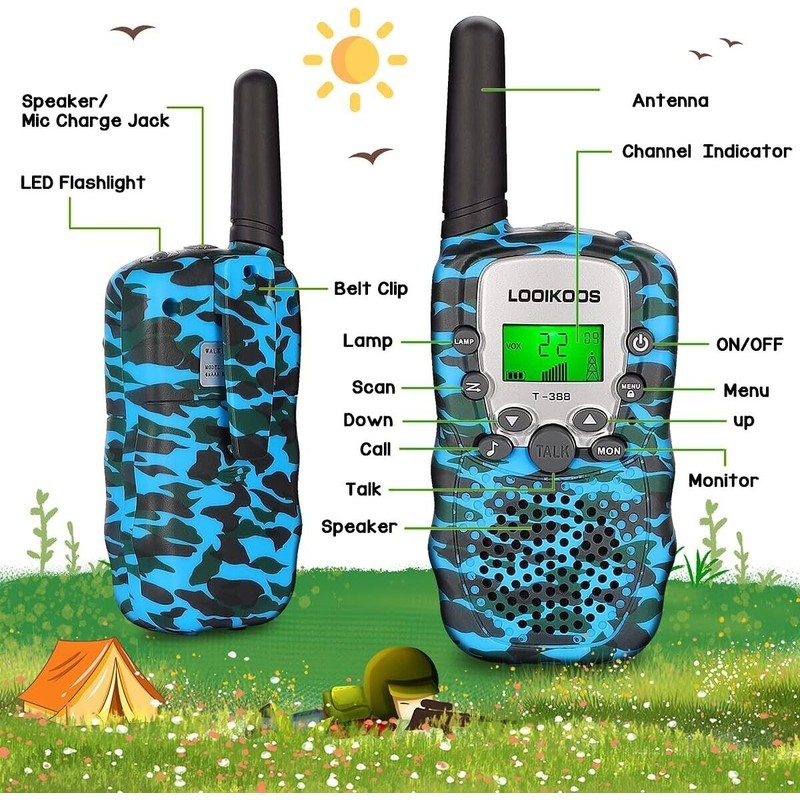 LOOIKOOS Walkie Talkies for Kids, 3 KMs Long Range Children.