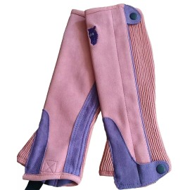 Tough-1 Childs Synthetic Luxury Suede Half Chaps with Embroidered Horsehead Horse Tack M