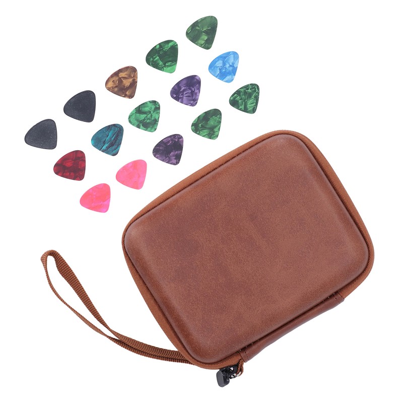 Guitar Pick Bag Set Celluloid Picks Storage Pouch Holder Case