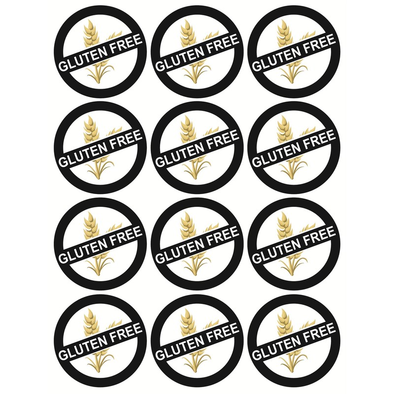 Gluten Free Sticker,1.5 inch 300pcs White Black Gluten Free Stickers