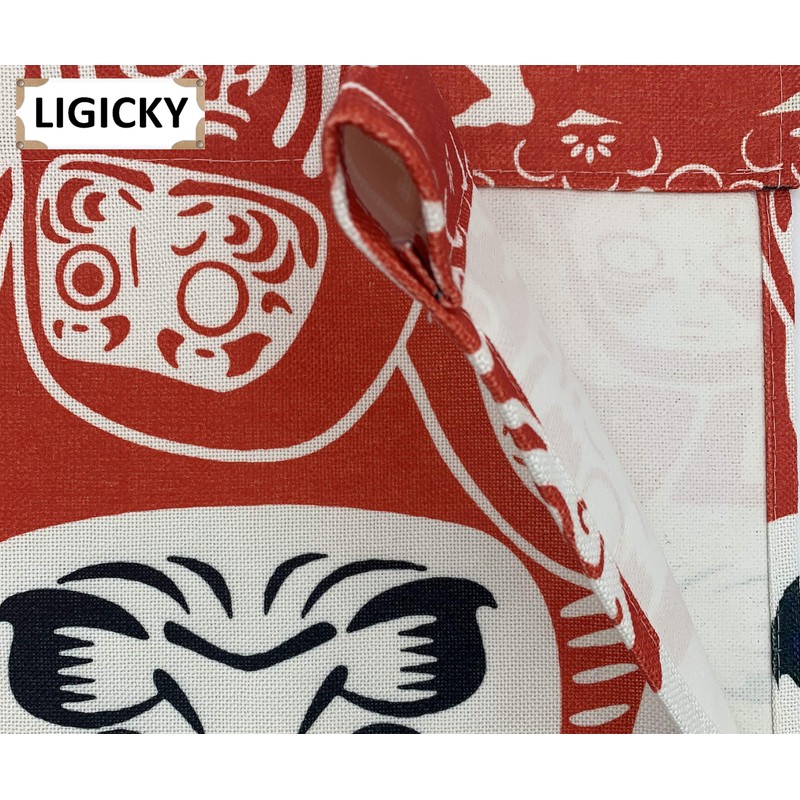 LIGICKY Noren Japanese Style Doorway Curtain Cotton Linen Doll Daruma