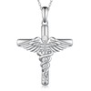 Nurse Necklace 925 Sterling Silver Nurse Pendant Caduceus Angel Wings