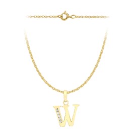 Carissima Gold Women's Prince of Wales Necklace with 10 mm x 12 mm Cubic Zirconia Pendant 9 Carat (375) Yellow Gold 0.4 mm 46/18 Inch, Gold, Cubic Zirconia