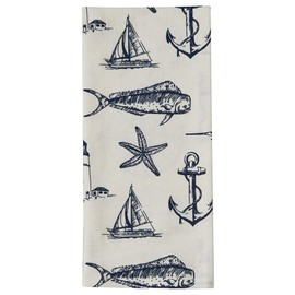 Park Designs Split P Cream Captain's Quarters Dishtowel Set of 2