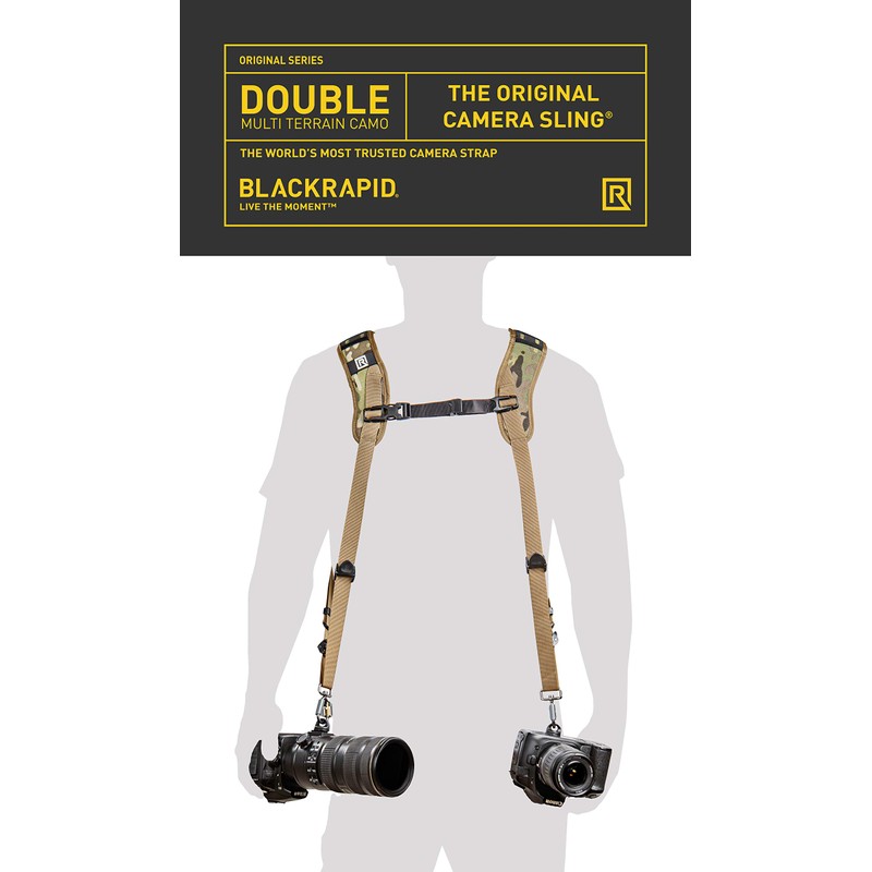 BLACKRAPID Double Camera Harness - Multi-Terrain Camo, Designed For 1