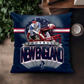 Yungotc Classic Football Style New England Throw Pillow Covers 18 x 18 Inch Linen Material Pillow Case Decoration for Home Sofa Couch
