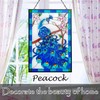 VIOYOUNS Peacock Stained Glass Window Hangings, Hand-Painted Glass Suncatcher Panel