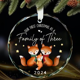 Hiagkmet Baby First Christmas Ornament 2024,Family Christmas Ornaments 2024,Babys First Christmas Ornament,Family of 3 Christmas Ornament 2024, Gifts for Baby 1st Christmas