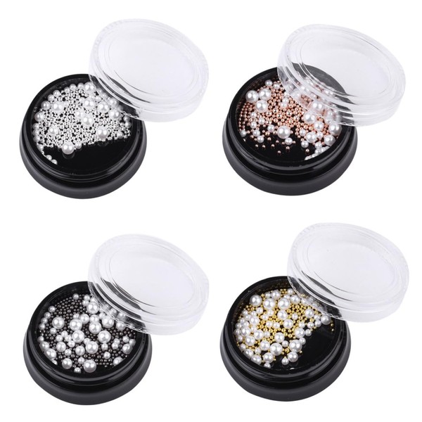 Beavorty Nail Art Beads Imitation Pearls Steel Beads for Women