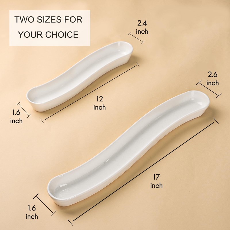 3-Pack Olive Plates-Versatile Ceramic Olive Tray for Snacks, Appetizers Platter-Long